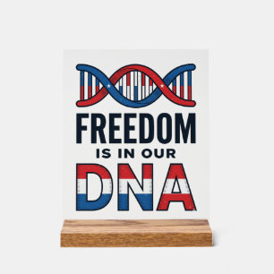 Vrijheid zit in ons DNA Patriottisch Vector T-shir Acryl Bord
