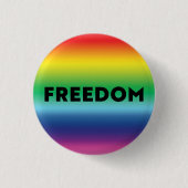 Vrijheid zwarte typografie regenboog gradiënt patr ronde button 3,2 cm (Voorkant)