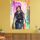 Vrijheids- en vrijheidsmeisjes in Kimono Waterverf Canvas Afdruk (Insitu (Woonkamer))