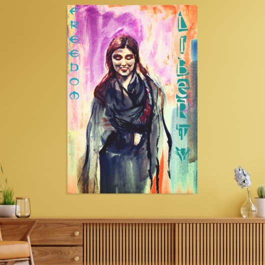 Vrijheids- en vrijheidsmeisjes in Kimono Waterverf Canvas Afdruk (Insitu (Woonkamer))