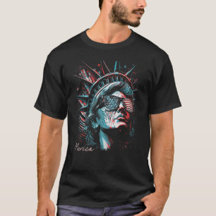 Vrijheidsbeeld 4 juli Amerikaanse vlag USA Fu T-shirt