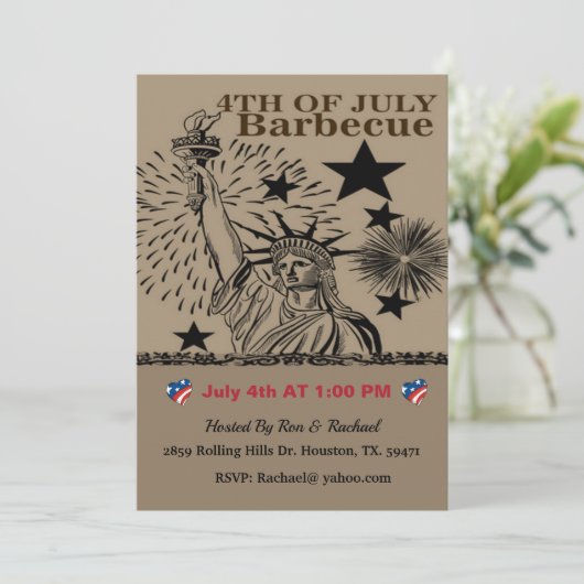  Vrijheidsbeeld 4 juli Barbecue Kaart (Staand voorkant)