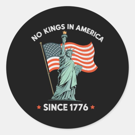 Vrijheidsbeeld 4 juli Geen koningen in Amerika Zon Ronde Sticker (Voorkant)