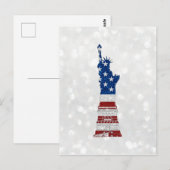 Vrijheidsbeeld 4 juli glitter briefkaart (Voorkant / Achterkant)