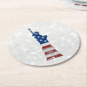 Vrijheidsbeeld 4 juli glitter ronde kartonnen onderzetter (Gebogen)