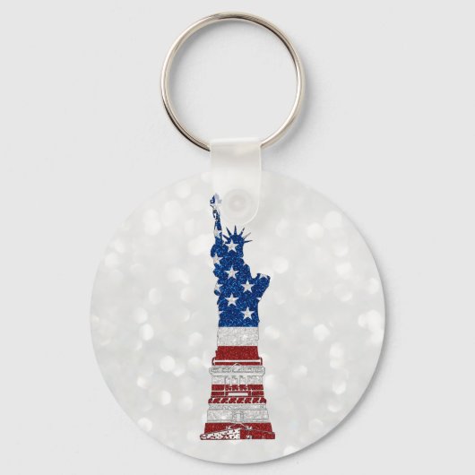 Vrijheidsbeeld 4 juli glitter sleutelhanger (Voorkant)