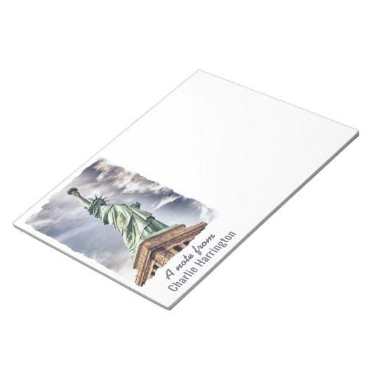 Vrijheidsbeeld aangepaste tekst notitieblok (Schuin)