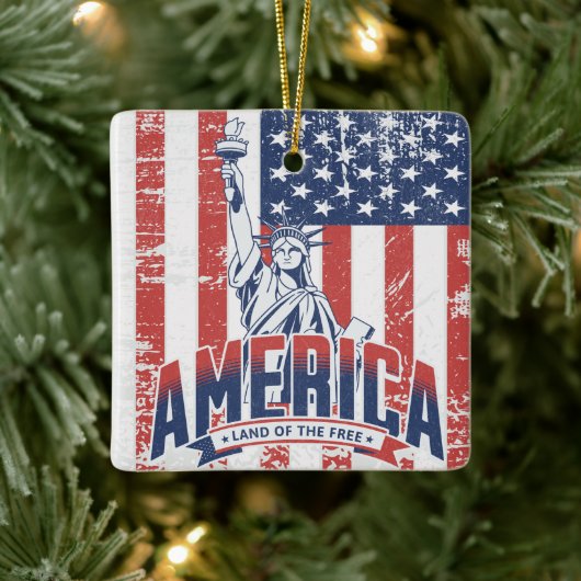 Vrijheidsbeeld Amerika - Land van de Vrij Keramisch Ornament (Boom)