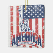 Vrijheidsbeeld Amerika - Land van de Vrij Keramisch Ornament (Links)