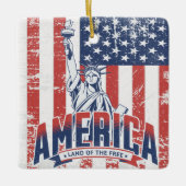 Vrijheidsbeeld Amerika - Land van de Vrij Keramisch Ornament (Voorkant)