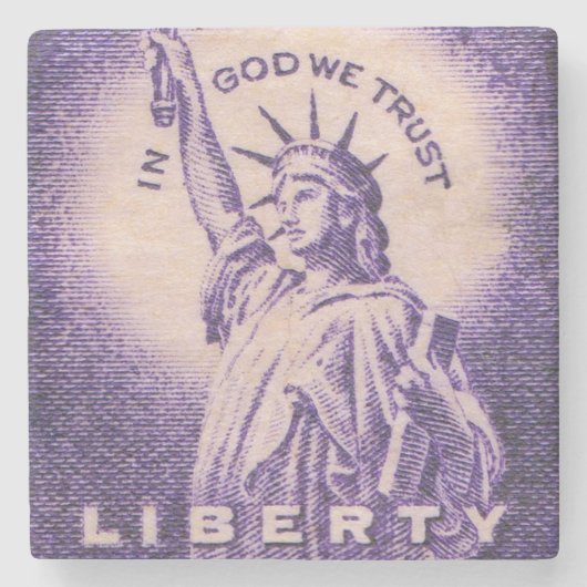 Vrijheidsbeeld Amerikaanse Vintage Stenen Onderzetter (Voorkant)