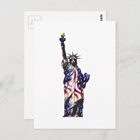 Vrijheidsbeeld Amerikaanse vlag Indep Briefkaart (Voorkant / Achterkant)