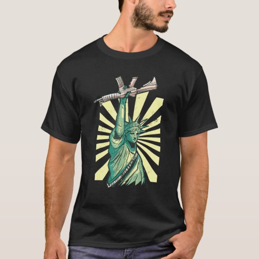 Vrijheidsbeeld Ar-15 Pistool van Amerikaans liefhe T-shirt (Voorkant)