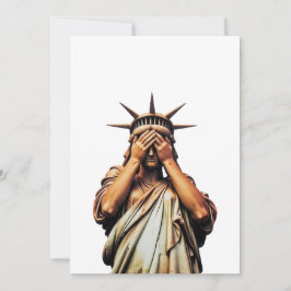 Vrijheidsbeeld bedekt haar gezicht met schaamte kaart