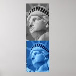 Vrijheidsbeeld Blauw Grijs Pop Art Poster Print<br><div class="desc">New York City - United States National and City Symbol Statues,  Monuments and Buildings - Statue of Liberty Photo Artwork - Statue of Liberty Silhouette Pop Art Style Black & White Artwork</div>