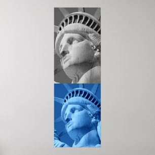 Vrijheidsbeeld Blauw Grijs Pop Art Poster Print