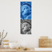 Vrijheidsbeeld Blauw Grijs Pop Art Poster Print (Keuken)