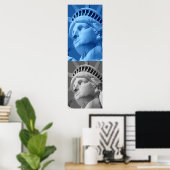 Vrijheidsbeeld Blauw Grijs Pop Art Poster Print (Thuiskantoor)