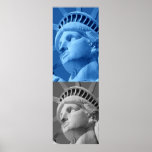 Vrijheidsbeeld Blauw Grijs Pop Art Poster Print<br><div class="desc">New York City - United States National and City Symbol Statues,  Monuments and Buildings - Statue of Liberty Photo Artwork - Statue of Liberty Silhouette Pop Art Style Black & White Artwork</div>