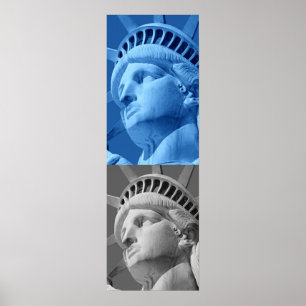 Vrijheidsbeeld Blauw Grijs Pop Art Poster Print