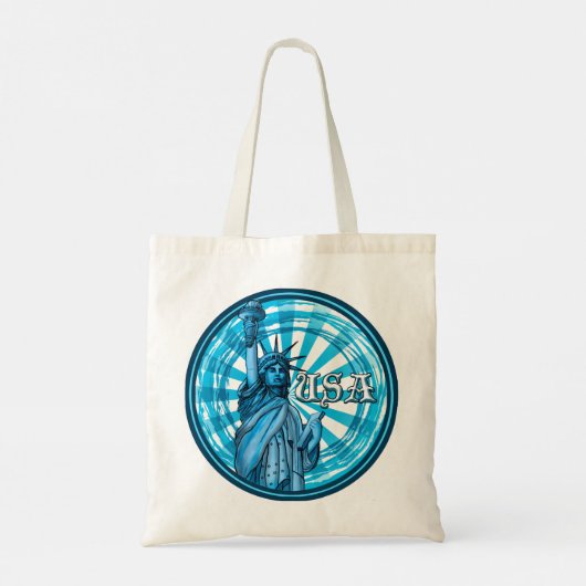 Vrijheidsbeeld Blue USA Canvas tas (Achterkant)