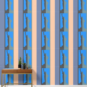 Vrijheidsbeeld Elegant Blauw Grijs Perzik Strepen Behang