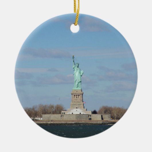 Vrijheidsbeeld Ellis Island Keramisch Ornament (Voorkant)