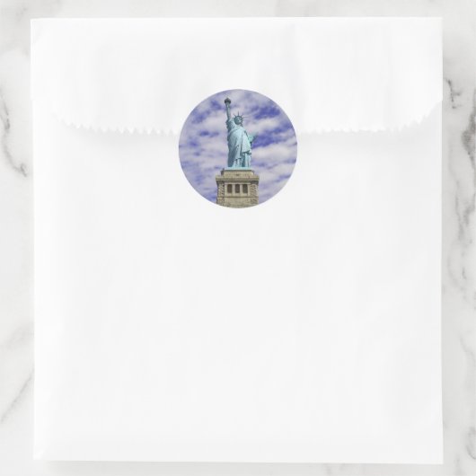 Vrijheidsbeeld, Ellis Island, New York Ronde Sticker (Tas)