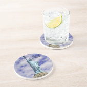 Vrijheidsbeeld, Ellis Island, New York Zandsteen Onderzetter (Zijkant)