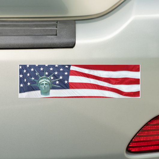 Vrijheidsbeeld en Amerikaanse vlag Bumpersticker (Op auto)
