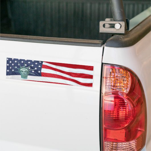 Vrijheidsbeeld en Amerikaanse vlag Bumpersticker (Op Truck)