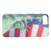Vrijheidsbeeld en Amerikaanse vlag Case-Mate iPhone Case (Achterkant (Horizontaal))