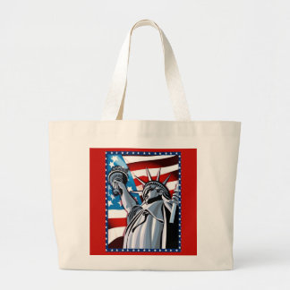 Vrijheidsbeeld en Amerikaanse vlag Grote Tote Bag