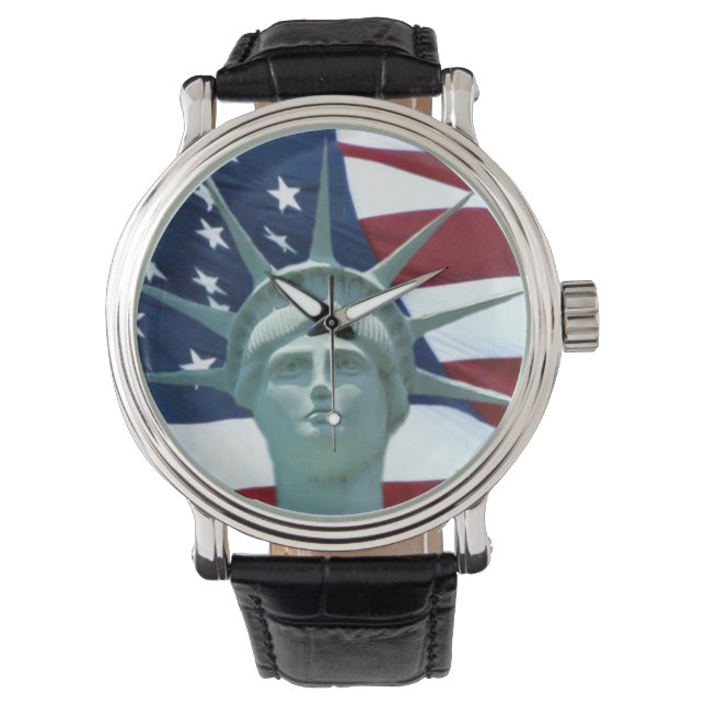 Vrijheidsbeeld en Amerikaanse vlag Horloge (Voorkant)