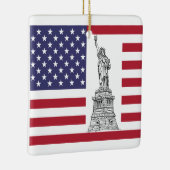 Vrijheidsbeeld en Amerikaanse vlag Keramisch Ornament (Rechts)