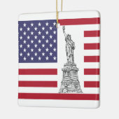 Vrijheidsbeeld en Amerikaanse vlag Keramisch Ornament (Links)