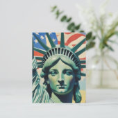 Vrijheidsbeeld en Amerikaanse vlag kunst New York Briefkaart (Staand voorkant)