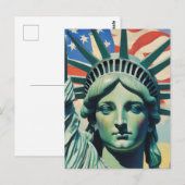 Vrijheidsbeeld en Amerikaanse vlag kunst New York Briefkaart (Voorkant / Achterkant)