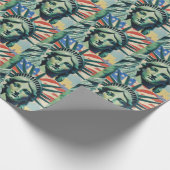 Vrijheidsbeeld en Amerikaanse vlag kunst New York Cadeaupapier (Hoek)