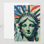 Vrijheidsbeeld en Amerikaanse vlag kunst New York Feestdagenkaart (Voorkant / Achterkant)