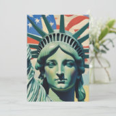 Vrijheidsbeeld en Amerikaanse vlag kunst New York Feestdagenkaart (Staand voorkant)
