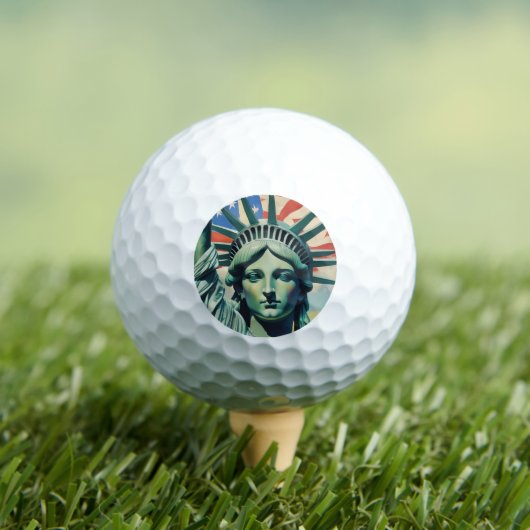 Vrijheidsbeeld en Amerikaanse vlag kunst New York Golfballen (Insitu Shirt)