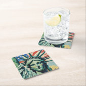 Vrijheidsbeeld en Amerikaanse vlag kunst New York Kartonnen Onderzetters (Insitu)