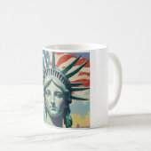 Vrijheidsbeeld en Amerikaanse vlag kunst New York Koffiemok (Voorkant rechts)