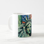 Vrijheidsbeeld en Amerikaanse vlag kunst New York Koffiemok (Voorkant links)