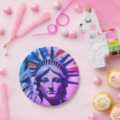 Vrijheidsbeeld en Amerikaanse vlag kunst New York Papieren Bordje (Feest)