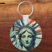 Vrijheidsbeeld en Amerikaanse vlag kunst New York Sleutelhanger (Achterkant)