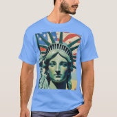 Vrijheidsbeeld en Amerikaanse vlag kunst New York T-shirt (Voorkant)