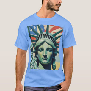 Vrijheidsbeeld en Amerikaanse vlag kunst New York T-shirt