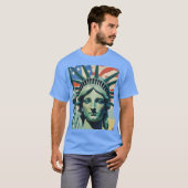 Vrijheidsbeeld en Amerikaanse vlag kunst New York T-shirt (Voorkant volledig)